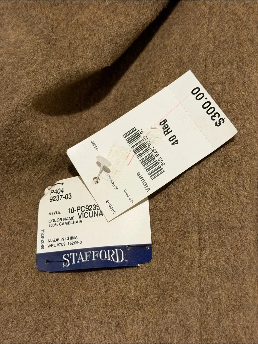 Stafford Light Brown Herringbone Sport MEN BLAZER ,SZ40, NWT,100%camel